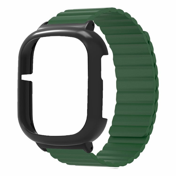 For Honor Watch 4 Silicone Watch Band Magnetic Wrist Strap with PC Watch Case - Army Green