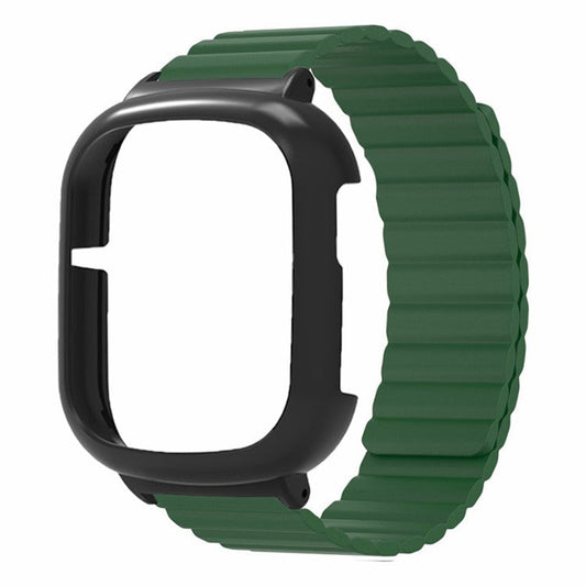 For Honor Watch 4 Silicone Watch Band Magnetic Wrist Strap with PC Watch Case - Army Green
