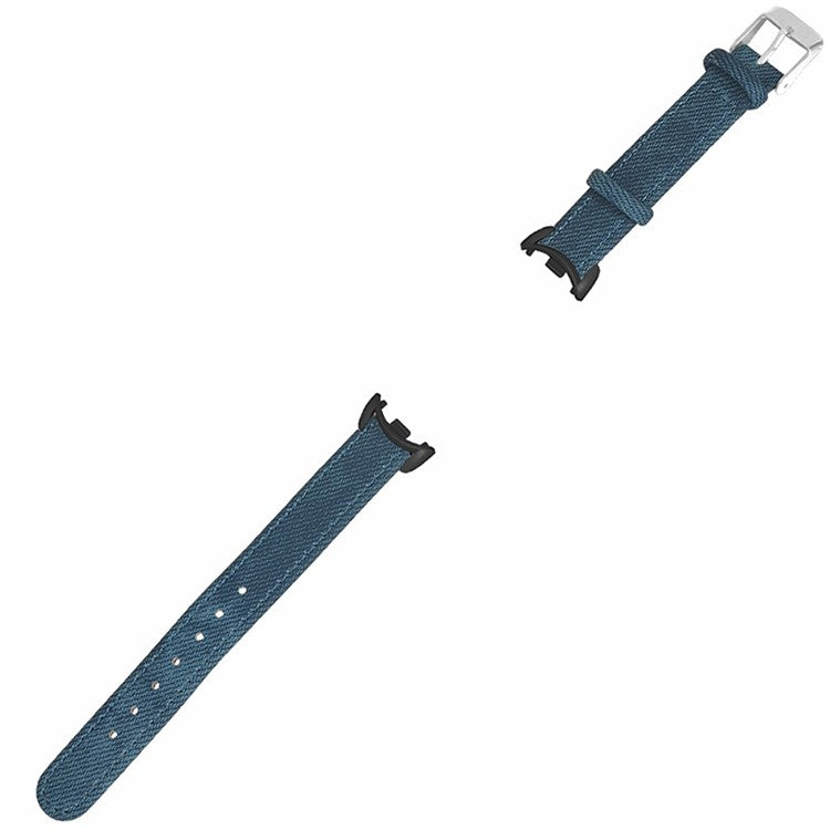 For Xiaomi Smart Band 9 NFC / 9 / 8 NFC / 8 Strap Denim Texture Cowhide Leather Band - Blue