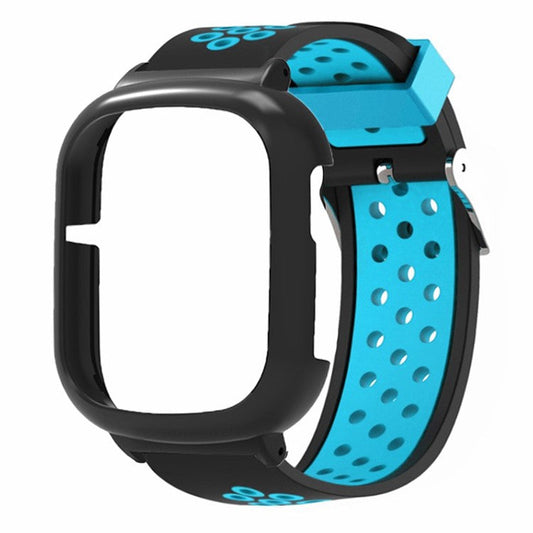 For Honor Watch 4 Adjustable Strap Dual Color Silicone Band with Watch Case - Black+Blue