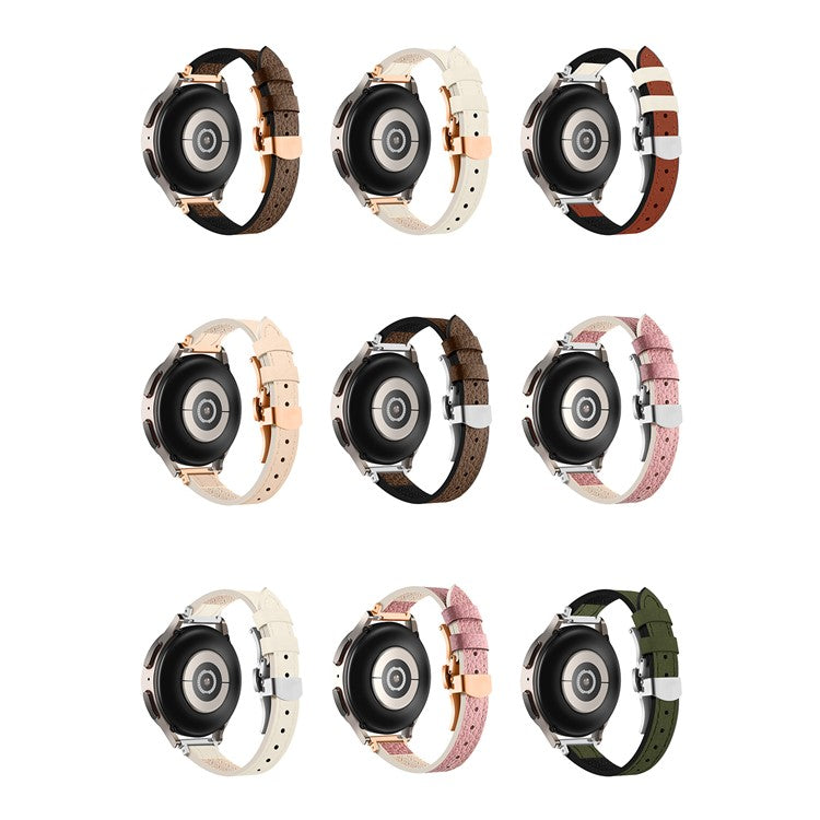 For Samsung Gear S3 Classic / Huawei Watch Ultimate / Xiaomi Watch S1 Watch Band 22mm Silicone+Genuine Leather Watch Strap - Beige / Silver Buckle