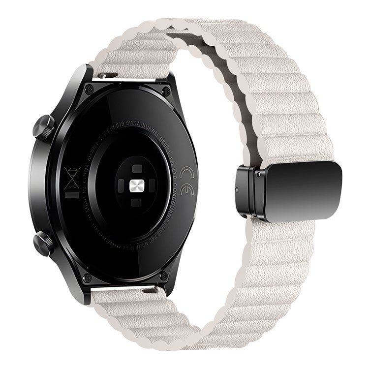 For Samsung Galaxy Watch6 / Garmin Venu Sq 2 Leather Watch Band 20mm Magnetic Strap - Starlight