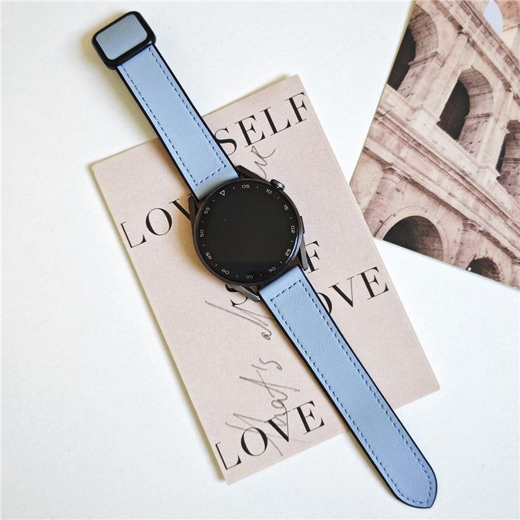 For Samsung Galaxy Watch6 / Garmin Venu Sq 2 Watch Band 20mm PU Leather+Silicone Strap - Starry Blue