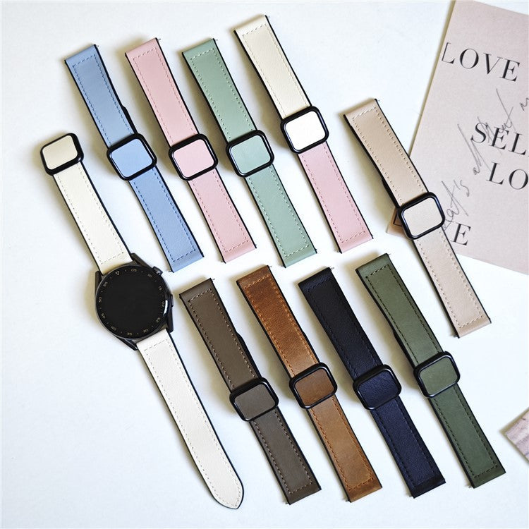 For Samsung Galaxy Watch6 / Garmin Venu Sq 2 Watch Band 20mm PU Leather+Silicone Strap - Starry Blue