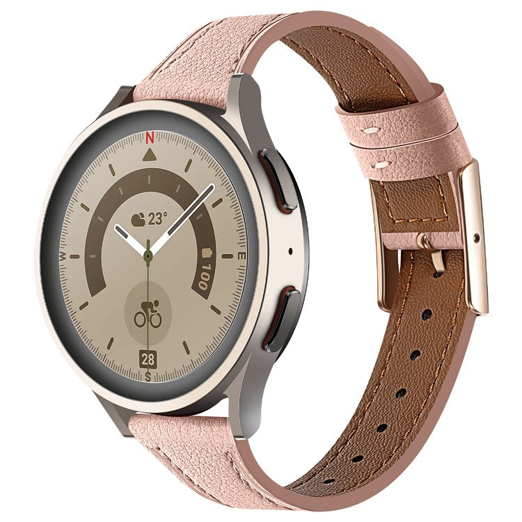 20mm Universal Smart Watch Band Genuine Cow Leather Strap Replacement - Light Pink