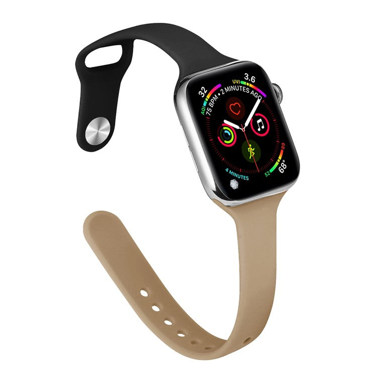 For Apple Watch 10 46mm / Ultra 2 / Ultra 49mm / 9 8 7 45mm / SE (2023) SE (2022) SE 6 5 4 44mm / 3 2 1 42mm Watch Straps Slim Band - Black+Walnut