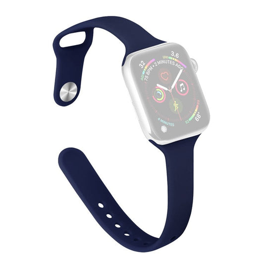 For Apple Watch 10 46mm / Ultra 2 / Ultra 49mm / 9 8 7 45mm / SE (2023) SE (2022) SE 6 5 4 44mm / 3 2 1 42mm Slim Silicone Bands - Midnight Blue