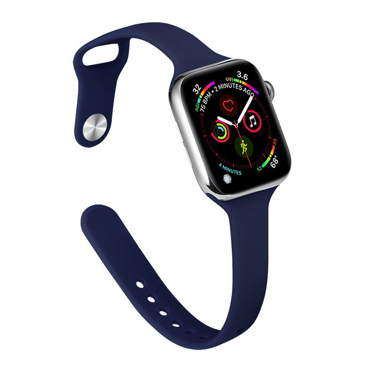 For Apple Watch 10 46mm / Ultra 2 / Ultra 49mm / 9 8 7 45mm / SE (2023) SE (2022) SE 6 5 4 44mm / 3 2 1 42mm Slim Silicone Bands - Midnight Blue