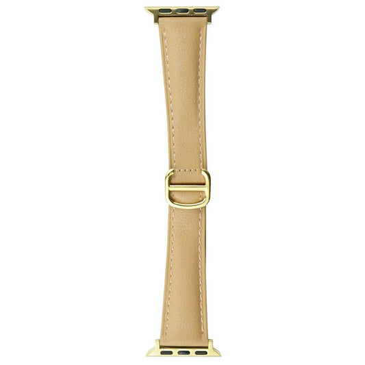 For Apple Watch 10 46mm / Ultra 2 / Ultra 49mm / 9 8 7 45mm / SE (2023) SE (2022) SE 6 5 4 44mm / 3 2 1 42mm Replacement Band Leather Watch Strap - Milk Tea