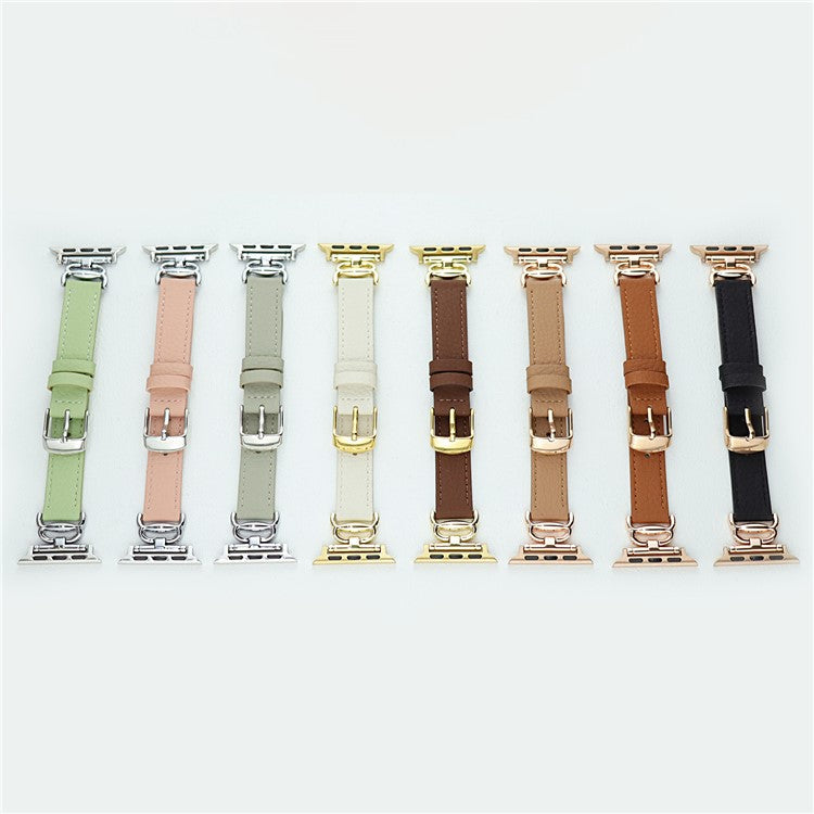Replace Band for Apple Watch 10 46mm / Ultra 2 / Ultra 49mm / 9 8 7 45mm / SE (2023) SE (2022) SE 6 5 4 44mm / 3 2 1 42mm Leather Strap - Milk Tea