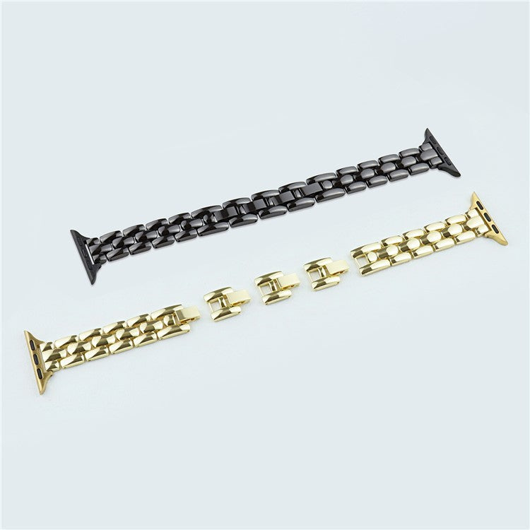 Watch Band for Apple Watch Series 10 42mm / 9 8 7 41mm / SE (2023) SE (2022) SE 6 5 4 40mm / 3 2 1 38mm Slim 3-Bead Watch Band - Rose Gold+Black