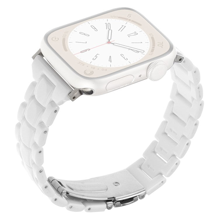Watch Band for Apple Watch Series 10 42mm / 9 8 7 41mm / SE (2023) SE (2022) SE 6 5 4 40mm / 3 2 1 38mm Resin Bands 3-Bead Watch Strap - White