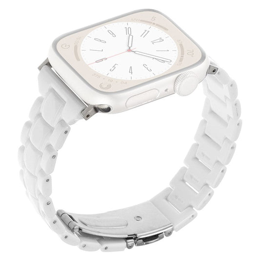Watch Band for Apple Watch Series 10 42mm / 9 8 7 41mm / SE (2023) SE (2022) SE 6 5 4 40mm / 3 2 1 38mm Resin Bands 3-Bead Watch Strap - White
