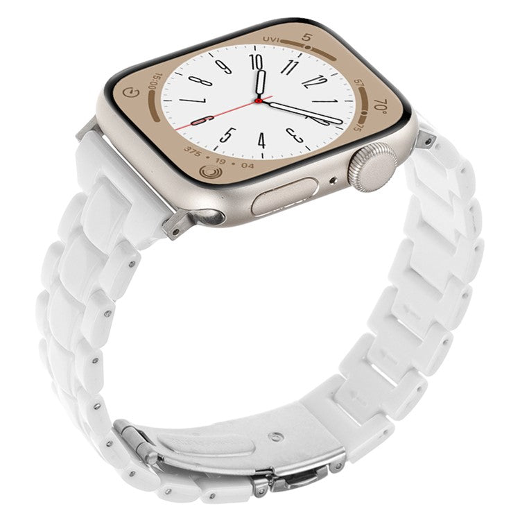 Watch Band for Apple Watch Series 10 42mm / 9 8 7 41mm / SE (2023) SE (2022) SE 6 5 4 40mm / 3 2 1 38mm Resin Bands 3-Bead Watch Strap - White
