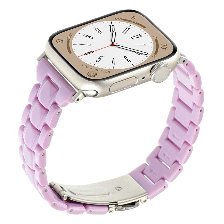 Watch Band for Apple Watch Series 10 42mm / 9 8 7 41mm / SE (2023) SE (2022) SE 6 5 4 40mm / 3 2 1 38mm Resin Bands 3-Bead Watch Strap - Purple