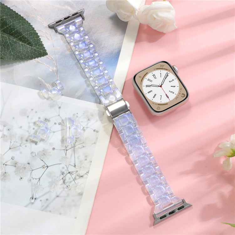 For Apple Watch 10 46mm / Ultra 2 / Ultra 49mm / 9 8 7 45mm / SE (2023) SE (2022) SE 6 5 4 44mm / 3 2 1 42mm Bracelet 3-Bead Watch Band - Gradient Blue
