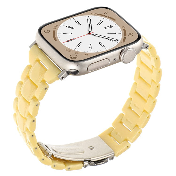 For Apple Watch 10 46mm / Ultra 2 / Ultra 49mm / 9 8 7 45mm / SE (2023) SE (2022) SE 6 5 4 44mm / 3 2 1 42mm Bracelet 3-Bead Watch Band - Yellow