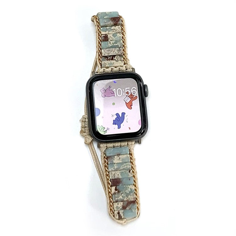 Watch Band for Apple Watch Series 10 42mm / 9 8 7 41mm / SE (2023) SE (2022) SE 6 5 4 40mm / 3 2 1 38mm Woven Rope Stone Strap - Pear White