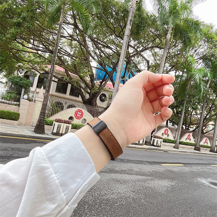 AW For Apple Watch 10 46mm / Ultra 2 / Ultra 49mm / 9 8 7 45mm / SE (2023) SE (2022) SE 6 5 4 44mm / 3 2 1 42mm Leather Bracelet Strap - Dark Brown