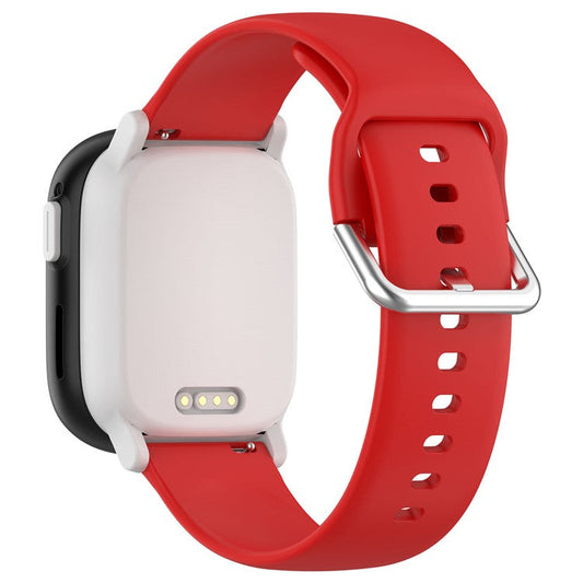 For Xplora X6 Play Silicone Sport Bands 20mm Replacement Watch Strap with Silver Buckle, Size: S - Red