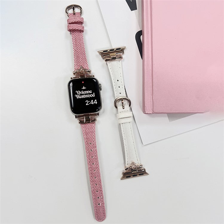 Watch Band for Apple Watch Series 10 42mm / 9 8 7 41mm / SE (2023) SE (2022) SE 6 5 4 40mm / 3 2 1 38mm Denim Watch Strap - Washing Blue / Silver Buckle
