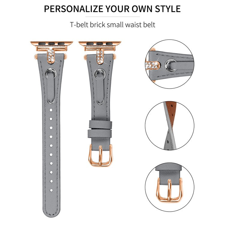 Watch Band for Apple Watch Series 10 42mm / 9 8 7 41mm / SE (2023) SE (2022) SE 6 5 4 40mm / 3 2 1 38mm Watch Band Rose Gold Buckle Watch Strap - Grey