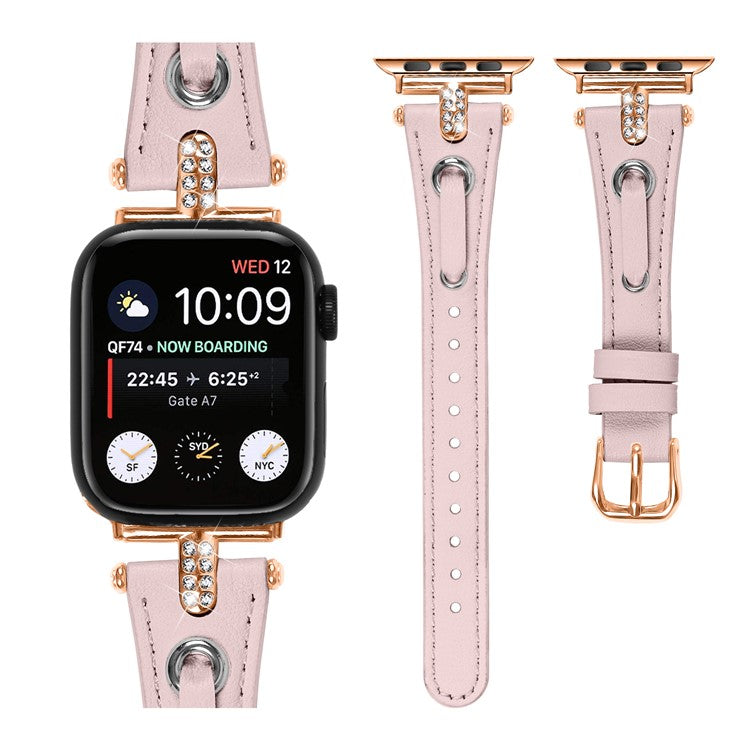 For Apple Watch 10 46mm / Ultra 2 / Ultra 49mm / 9 8 7 45mm / SE (2023) SE (2022) SE 6 5 4 44mm / 3 2 1 42mm Rose Gold Buckle Watchband - Pink