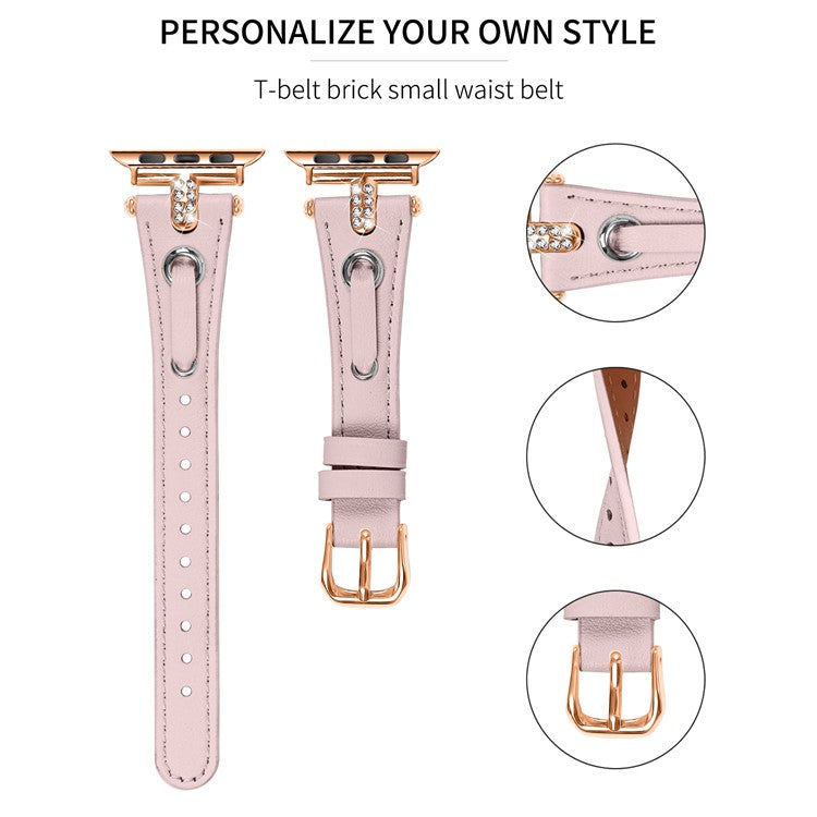 For Apple Watch 10 46mm / Ultra 2 / Ultra 49mm / 9 8 7 45mm / SE (2023) SE (2022) SE 6 5 4 44mm / 3 2 1 42mm Rose Gold Buckle Watchband - Pink