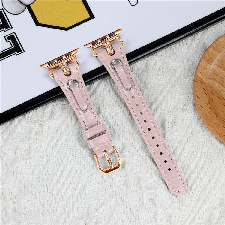 For Apple Watch 10 46mm / Ultra 2 / Ultra 49mm / 9 8 7 45mm / SE (2023) SE (2022) SE 6 5 4 44mm / 3 2 1 42mm Rose Gold Buckle Watchband - Pink