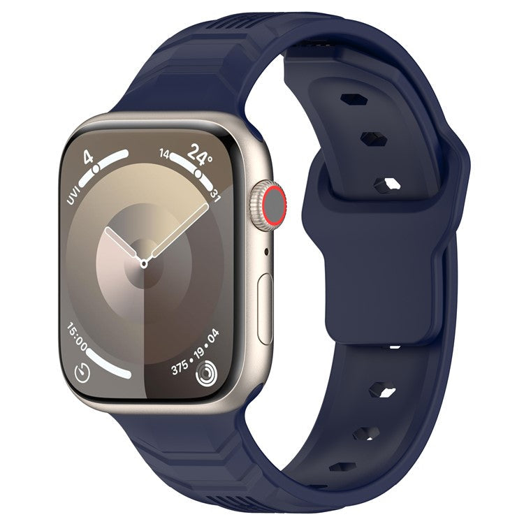 Watch Band for Apple Watch Series 10 42mm / 9 8 7 41mm / SE (2023) SE (2022) SE 6 5 4 40mm / 3 2 1 38mm Watch Band Texture Silicone Strap - Midnight Blue