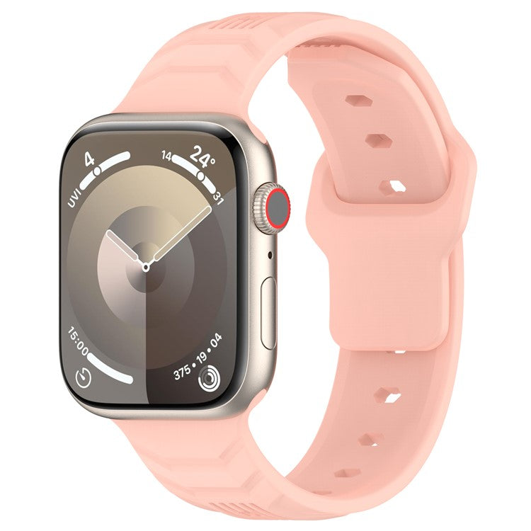 For Apple Watch 10 46mm / Ultra 2 / Ultra 49mm / 9 8 7 45mm / SE (2023) SE (2022) SE 6 5 4 44mm / 3 2 1 42mm Texture Silicone Watch Band - Retro Rose