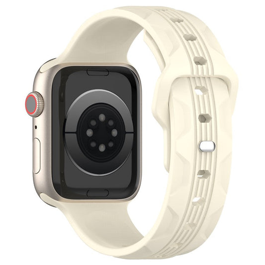 For Apple Watch 10 46mm / Ultra 2 / Ultra 49mm / 9 8 7 45mm / SE (2023) SE (2022) SE 6 5 4 44mm / 3 2 1 42mm Texture Silicone Watch Band - Starlight
