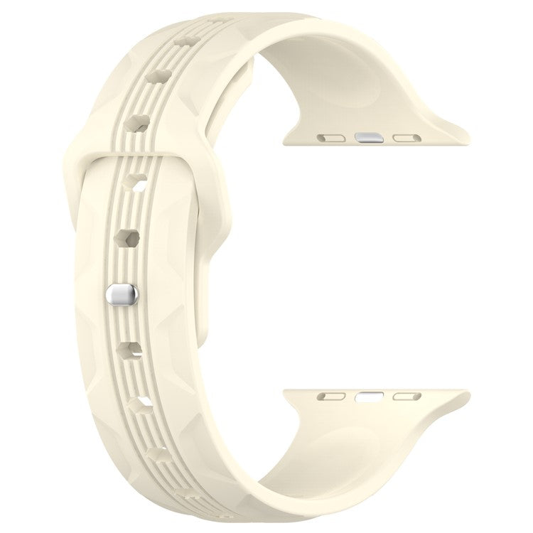 For Apple Watch 10 46mm / Ultra 2 / Ultra 49mm / 9 8 7 45mm / SE (2023) SE (2022) SE 6 5 4 44mm / 3 2 1 42mm Texture Silicone Watch Band - Starlight