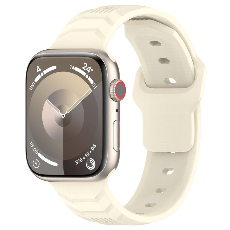 For Apple Watch 10 46mm / Ultra 2 / Ultra 49mm / 9 8 7 45mm / SE (2023) SE (2022) SE 6 5 4 44mm / 3 2 1 42mm Texture Silicone Watch Band - Starlight