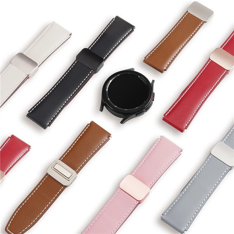 DUX DUCIS YA Series for Samsung Galaxy Watch6 /  Watch5  /  Huawei Watch GT3 Pro 43mm Genuine Cow Leather Strap 20mm Watch Band - Brown