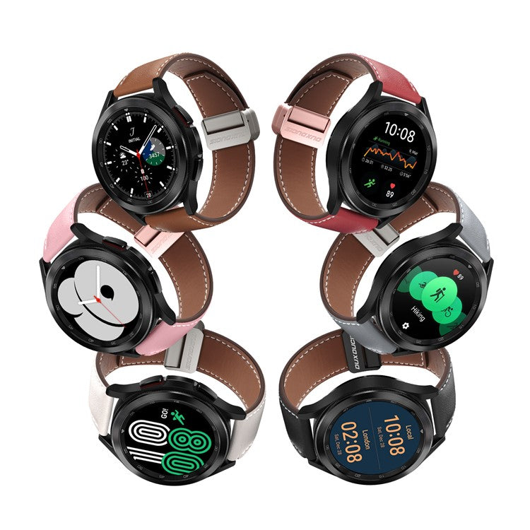 DUX DUCIS YA Series for Samsung Galaxy Watch6 /  Watch5  /  Huawei Watch GT3 Pro 43mm Genuine Cow Leather Strap 20mm Watch Band - Pink