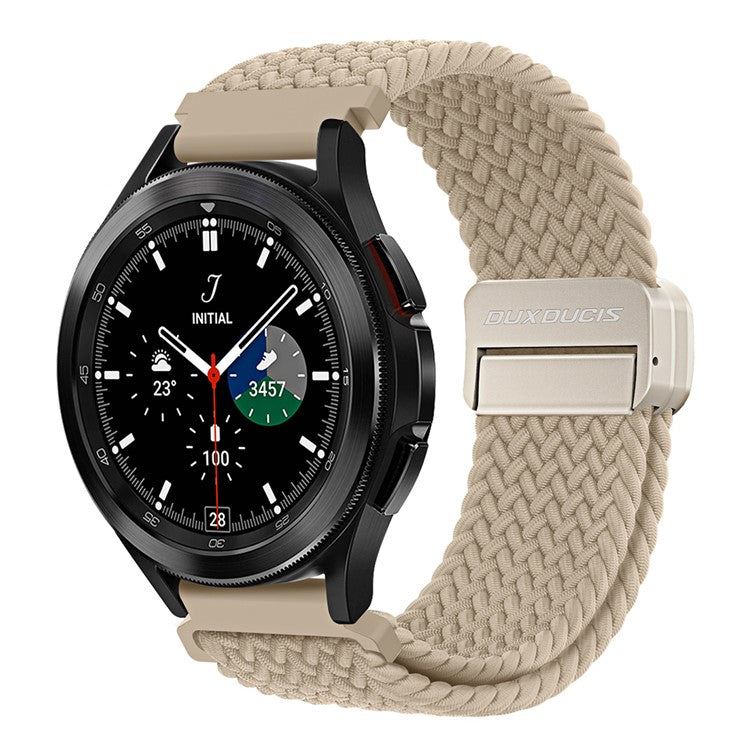 DUX DUCIS Mixture Pro Series Nylon Woven Strap for Samsung Galaxy Watch6  /  Watch5  /  Huawei Watch GT3 Magnetic Buckle 20mm Watchband - Beige