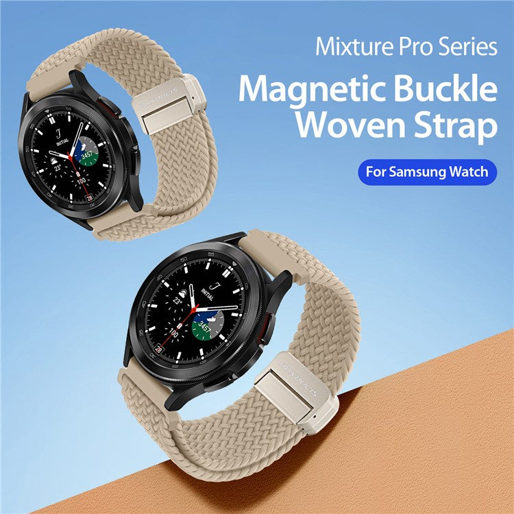 DUX DUCIS Mixture Pro Series Nylon Woven Strap for Samsung Galaxy Watch6  /  Watch5  /  Huawei Watch GT3 Magnetic Buckle 20mm Watchband - Beige