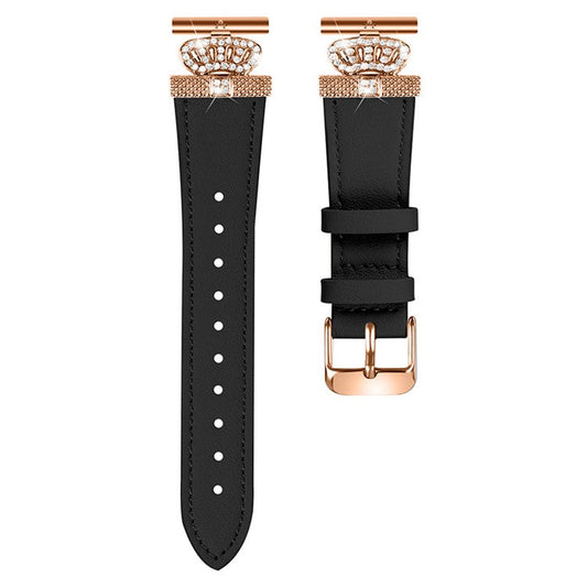 For Motorola Moto 360 42mm (2nd gen) Rose Gold Buckle Cowhide Band Adjustable Watch Strap - Black