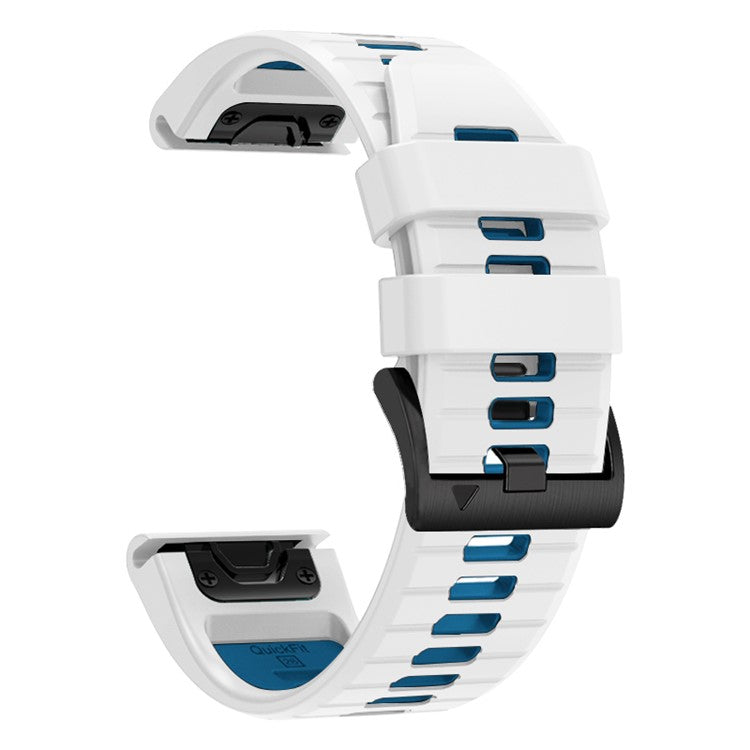 For Garmin Fenix 7X Pro/Fenix 7X Dual-Color Sport Watch Strap Silicone Breathable Wristband - White+Blue