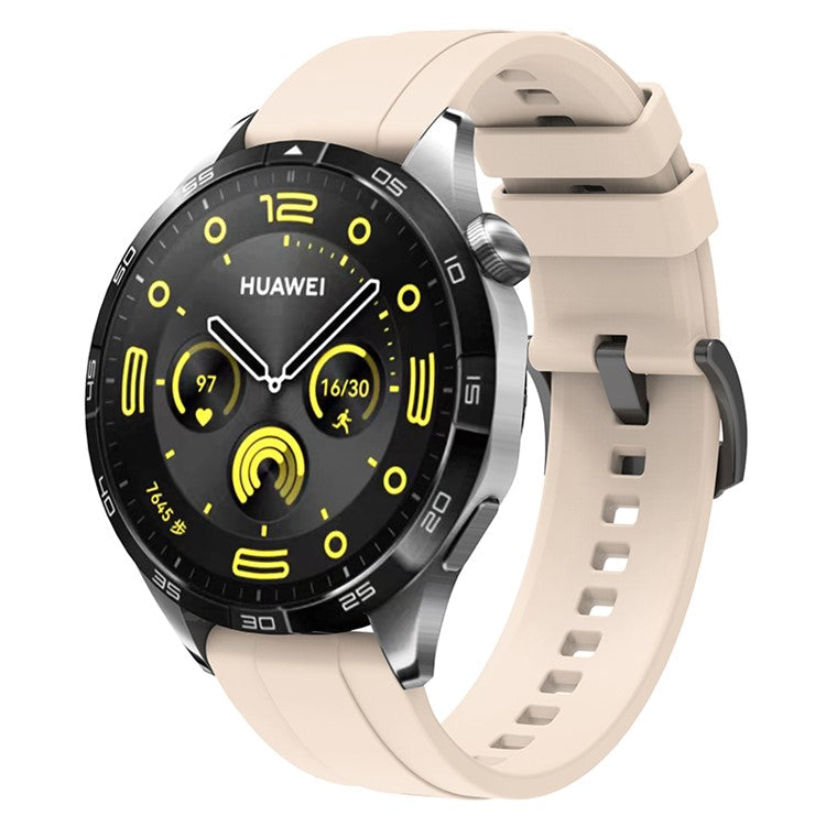 For Huawei Watch GT 4 46mm Smart Watch Band 22mm Silicone Strap Replacement - Starlight