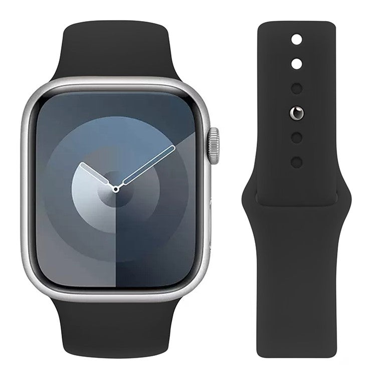 KALEBOL Watch Band for Apple Watch Series 10 42mm / 9 8 7 41mm / SE (2023) SE (2022) SE 6 5 4 40mm / 3 2 1 38mm Silicone Wrist Strap, Size: S / M - Black
