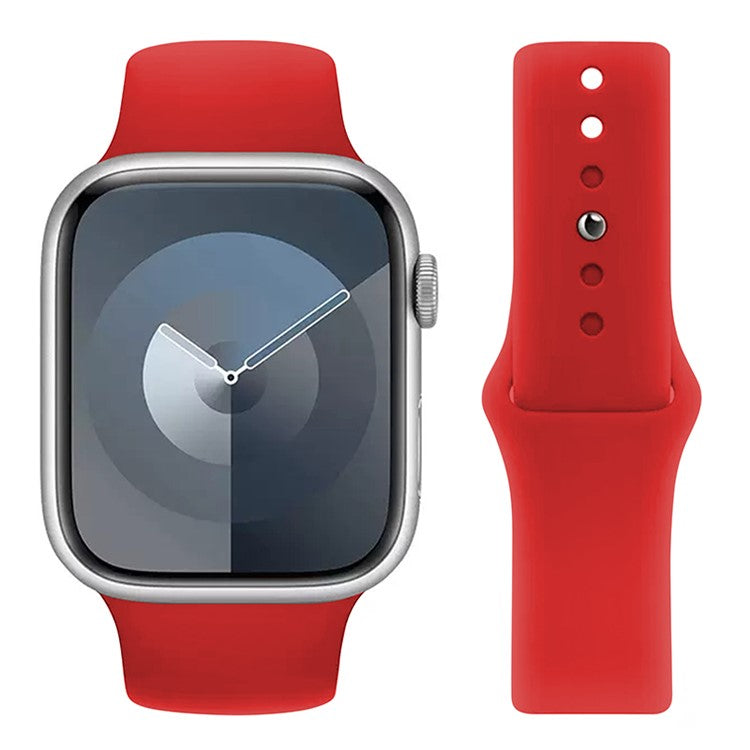 KALEBOL Watch Band for Apple Watch Series 10 42mm / 9 8 7 41mm / SE (2023) SE (2022) SE 6 5 4 40mm / 3 2 1 38mm Silicone Wrist Strap, Size: L - Red