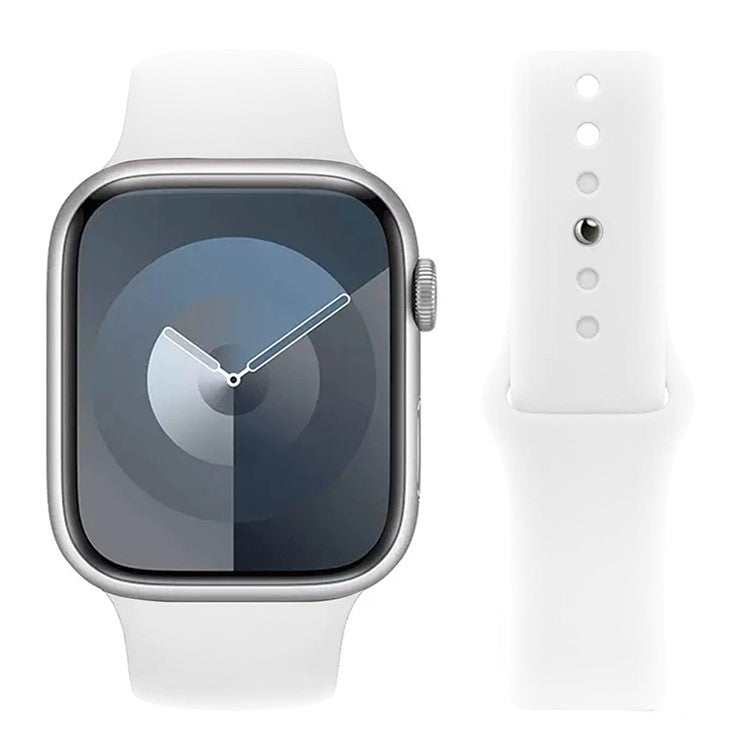 KALEBOL Watch Band for Apple Watch Series 10 42mm / 9 8 7 41mm / SE (2023) SE (2022) SE 6 5 4 40mm / 3 2 1 38mm Silicone Wrist Strap, Size: L - White