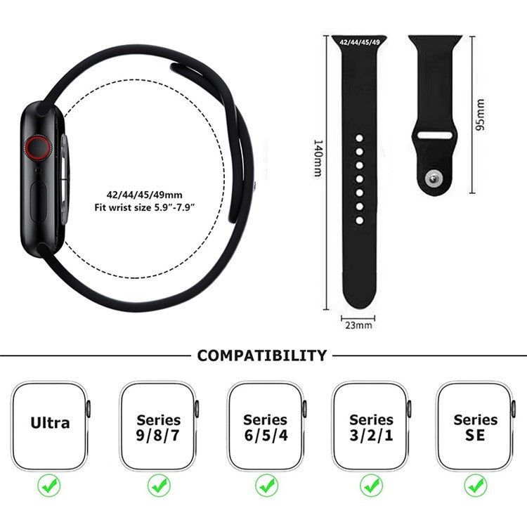 KALEBOL For Apple Watch 10 46mm / Ultra 2 / Ultra 49mm / 9 8 7 45mm / SE (2023) SE (2022) SE 6 5 4 44mm / 3 2 1 42mm Watch Straps, Size: L - Light Grey