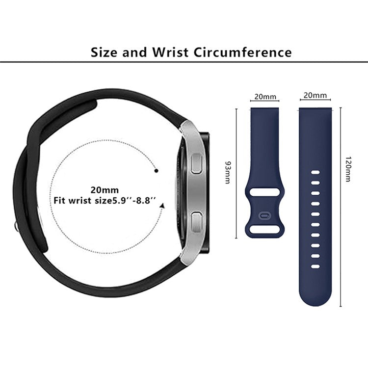 KALEBOL KLB-HDKGJ-001 For Samsung Galaxy Watch6 Classic 43mm / 47mm Watch Band 20mm Silicone Strap - Black