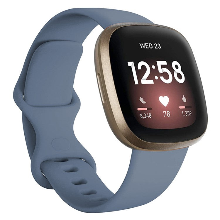 KALEBOL KLB-HDKGJ-001 For Fitbit Versa 3 / 4 / Sense / Sense 2 Silicone Watch Band, Size: S / M - Baby Blue