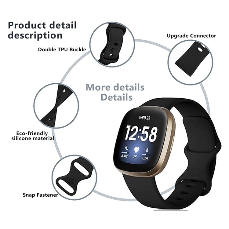 KALEBOL KLB-HDKGJ-001 For Fitbit Versa 3 / 4 / Sense / Sense 2 Soft Silicone Watch Straps, Size: L - Dark Purple