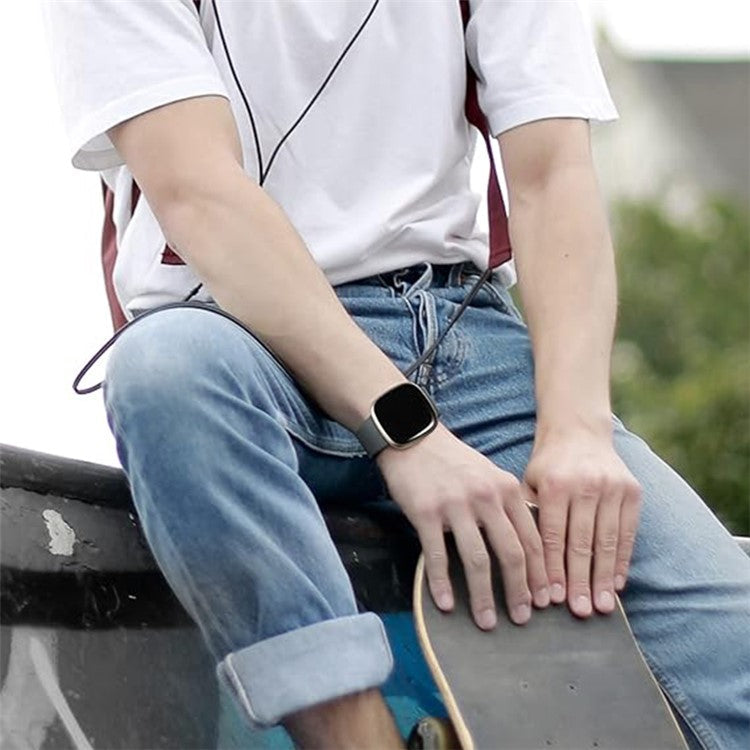 KALEBOL KLB-HDKGJ-001 For Fitbit Versa 3 / 4 / Sense / Sense 2 Soft Silicone Watch Straps, Size: L - Dark Purple