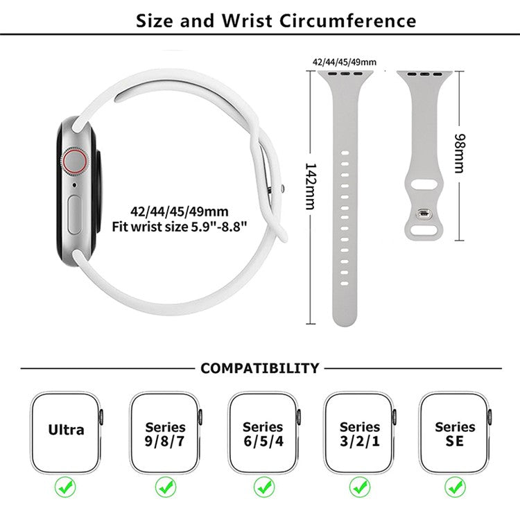KALEBOL For Apple Watch 10 46mm / Ultra 2 / Ultra 49mm / 9 8 7 45mm / SE (2023) SE (2022) SE 6 5 4 44mm / 3 2 1 42mm Slim Silicone Band - Green